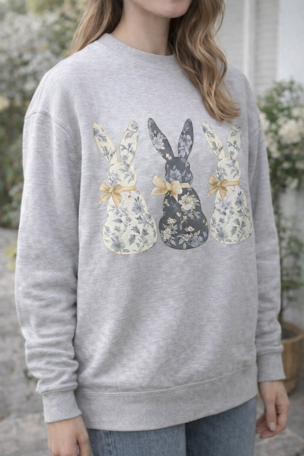 Floral Bunny - Crew Neck
