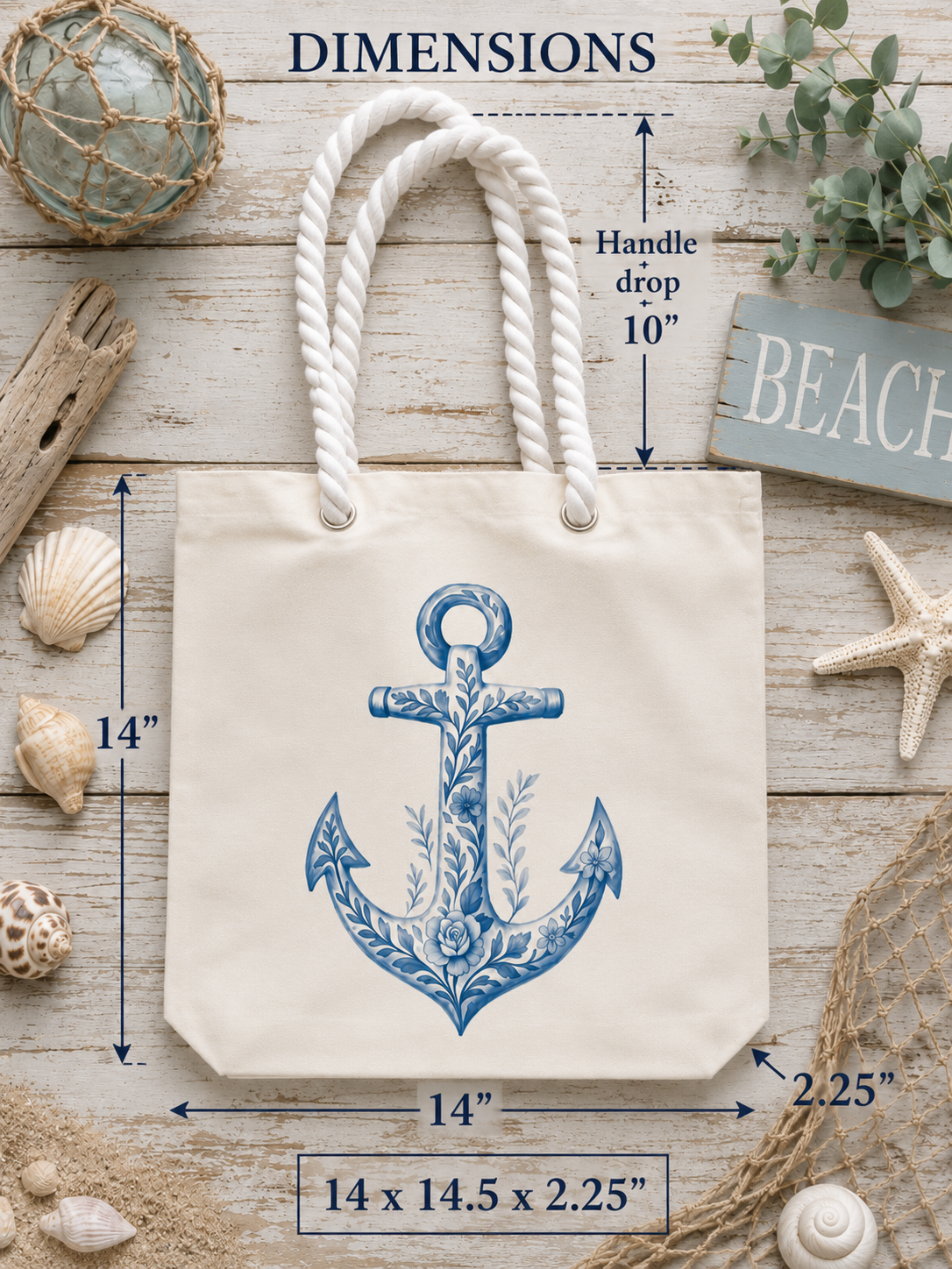 Blue Anchor Tote Bag