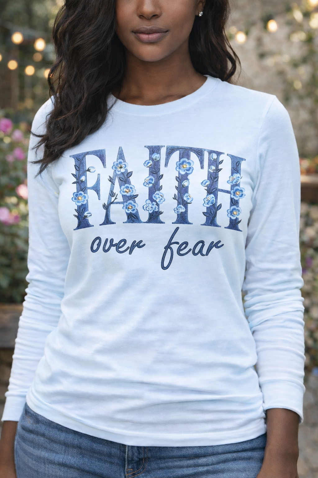 Faith Over Fear Woman's Long Sleeve Shirt