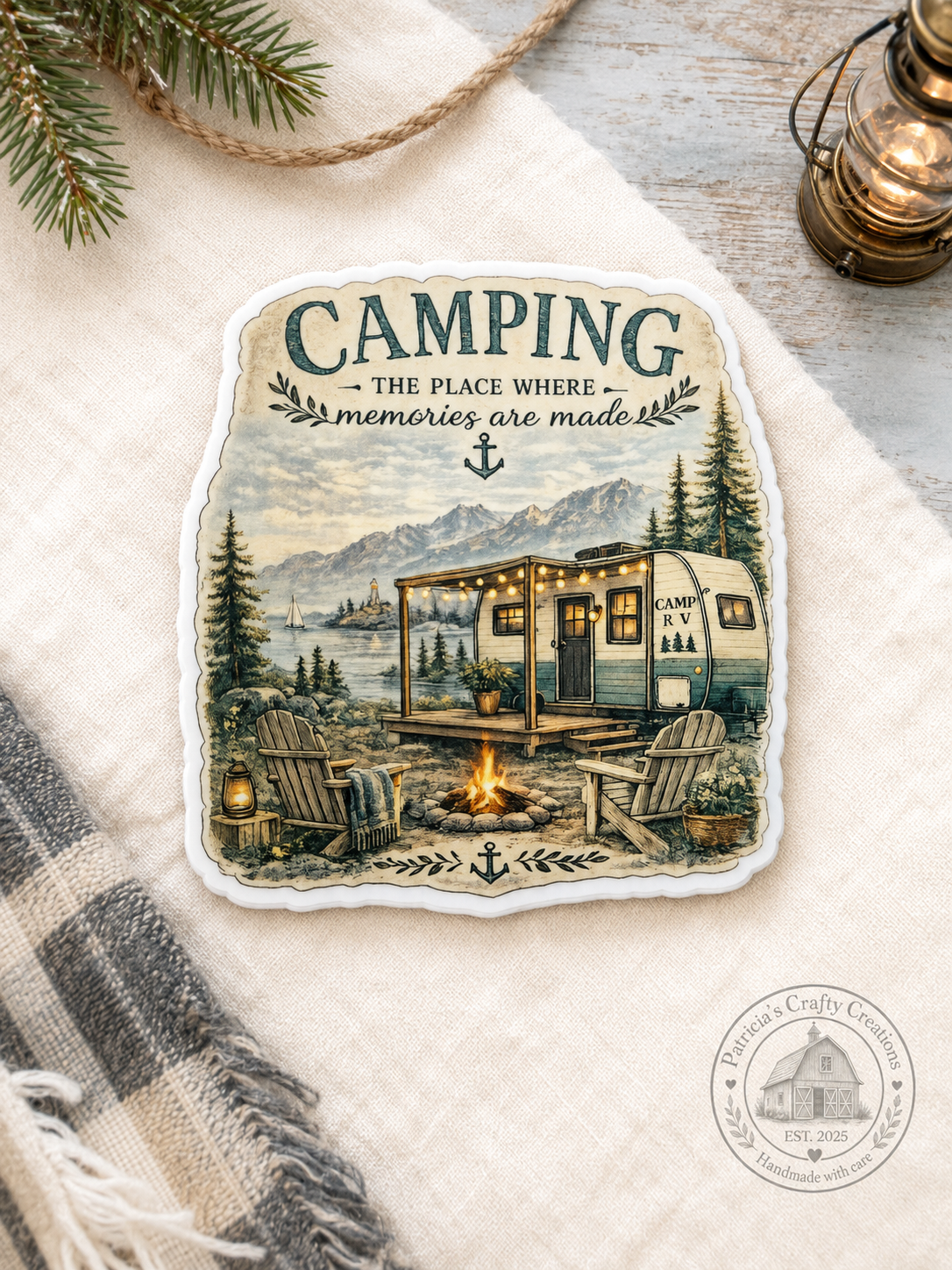 Camping - The Place Where Memories are Made 3-Inch Die-Cut Sticker