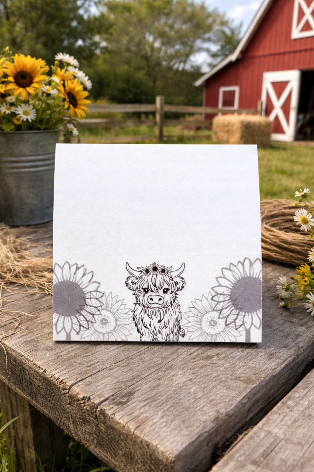 Highland Cow with Sunflowers Post-it Notes