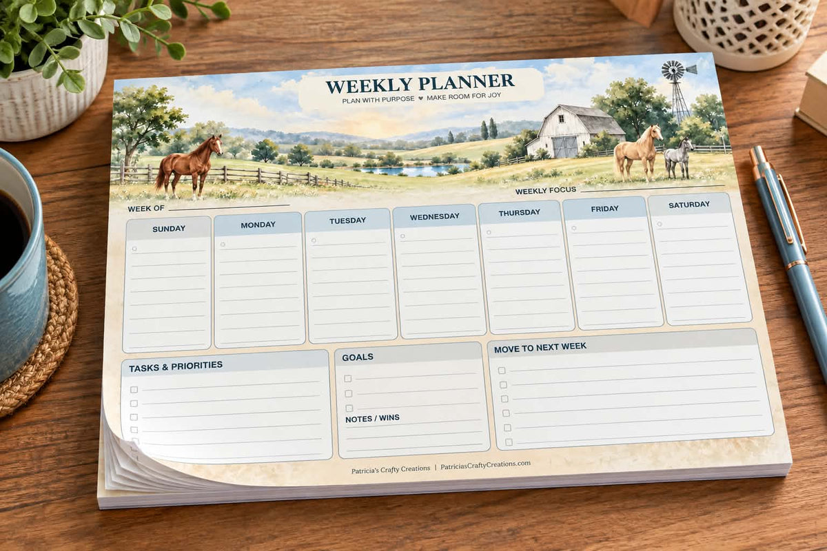 Horse Weekly Desktop Planner 8.5x11 Inches