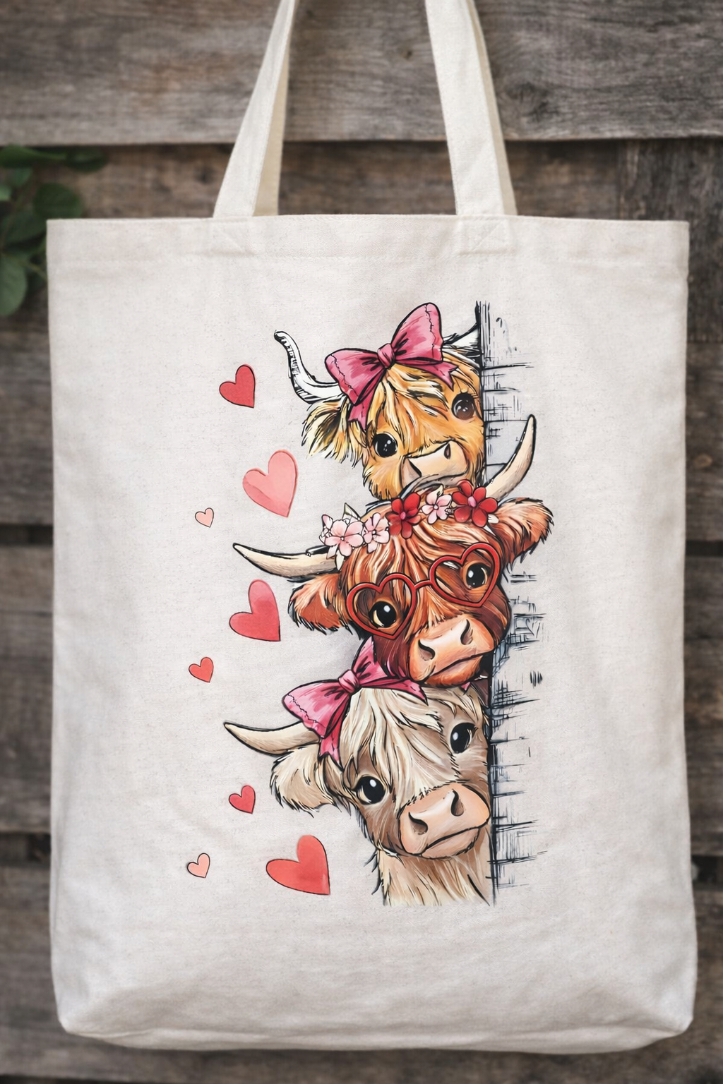 Heart Cow Trio - Tote