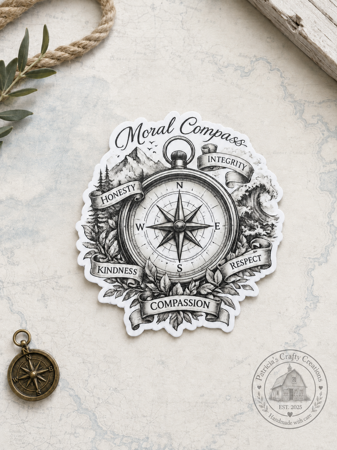 Moral Compass 3-inch Die-cut Sticker