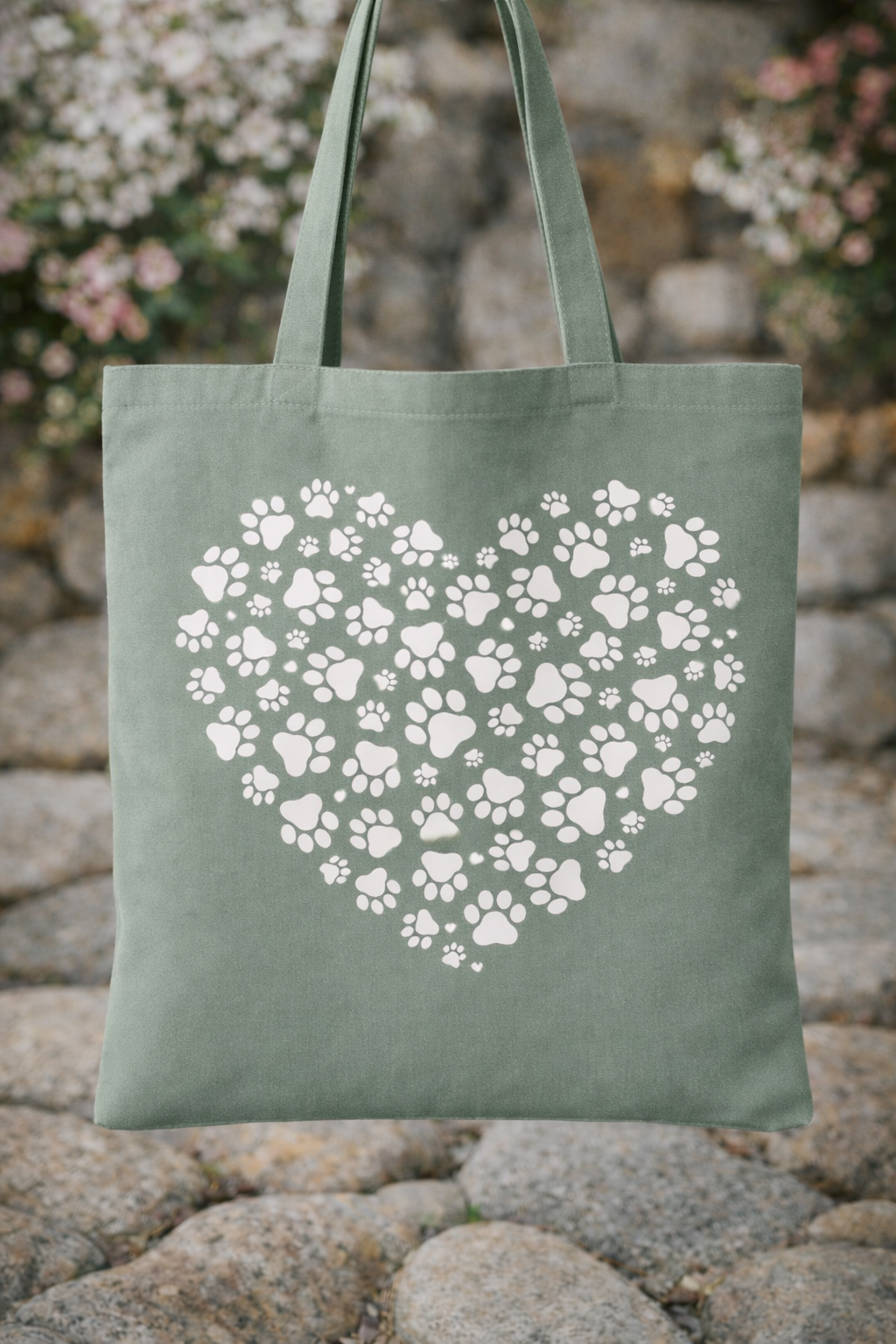 Paw Print Canvas Tote - White Ink
