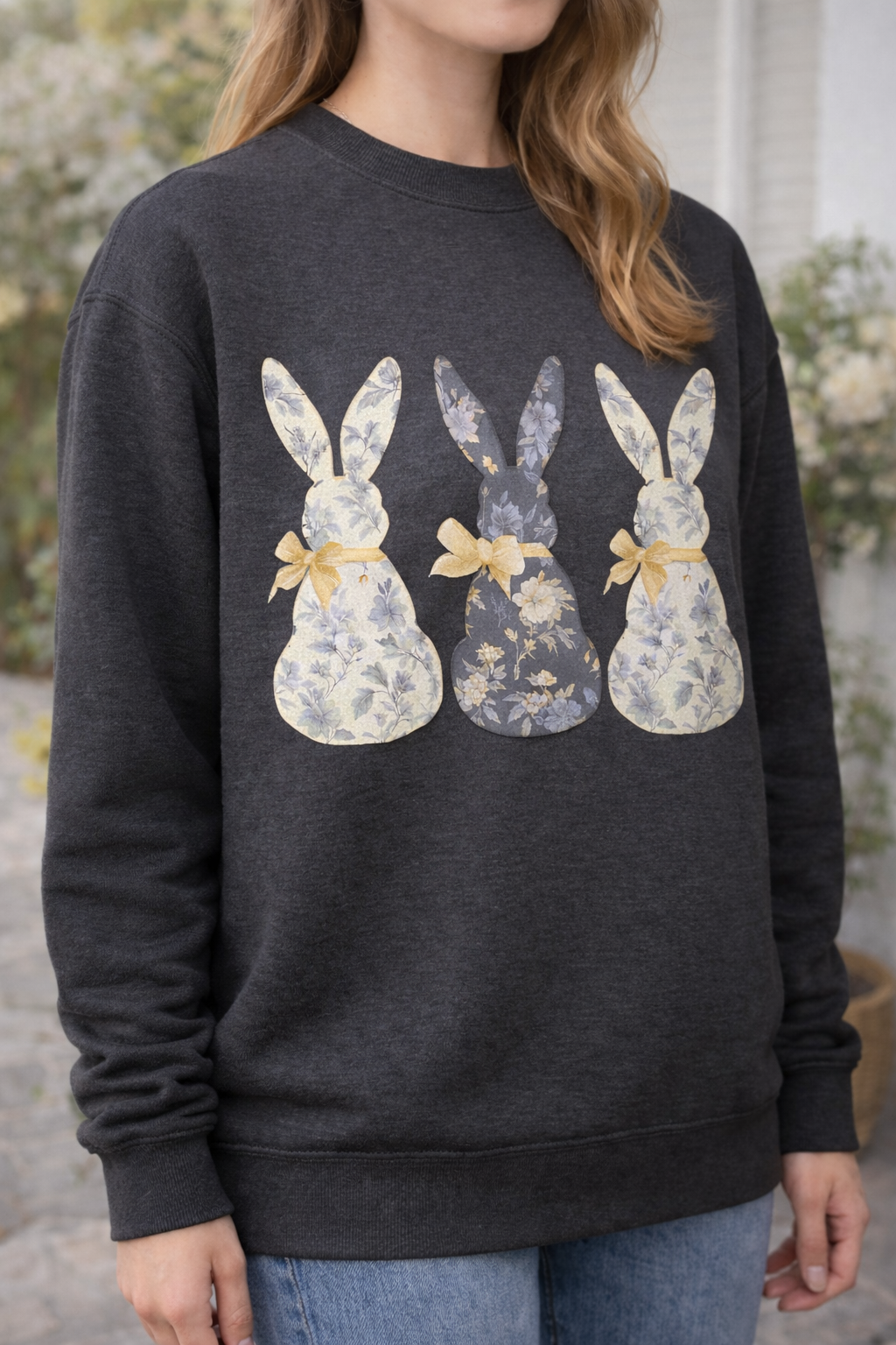 Floral Bunny - Crew Neck