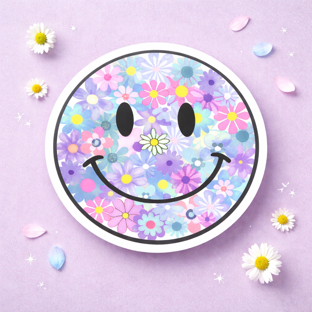 Floral Smiley Face - Sticker