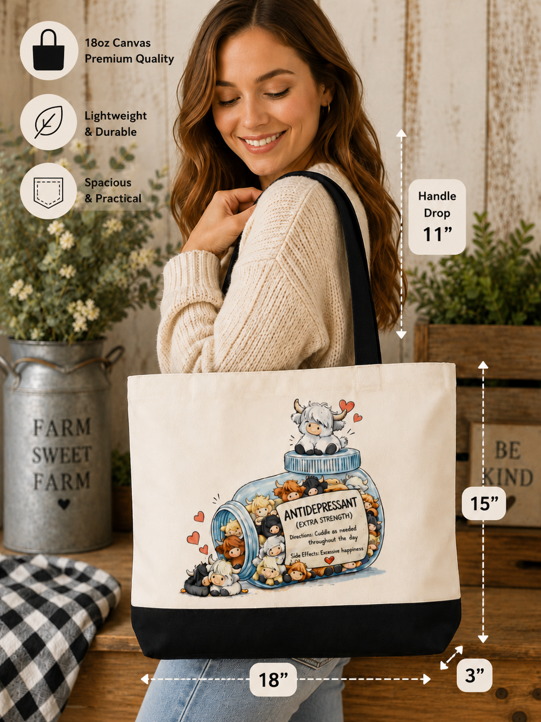 Anti-Depressant Cow Tote bag