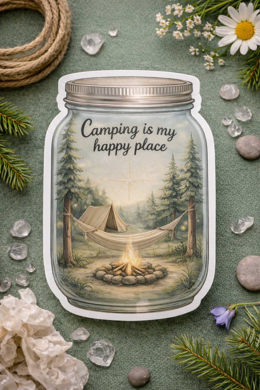 Camping Is My Happy Place - Sticker