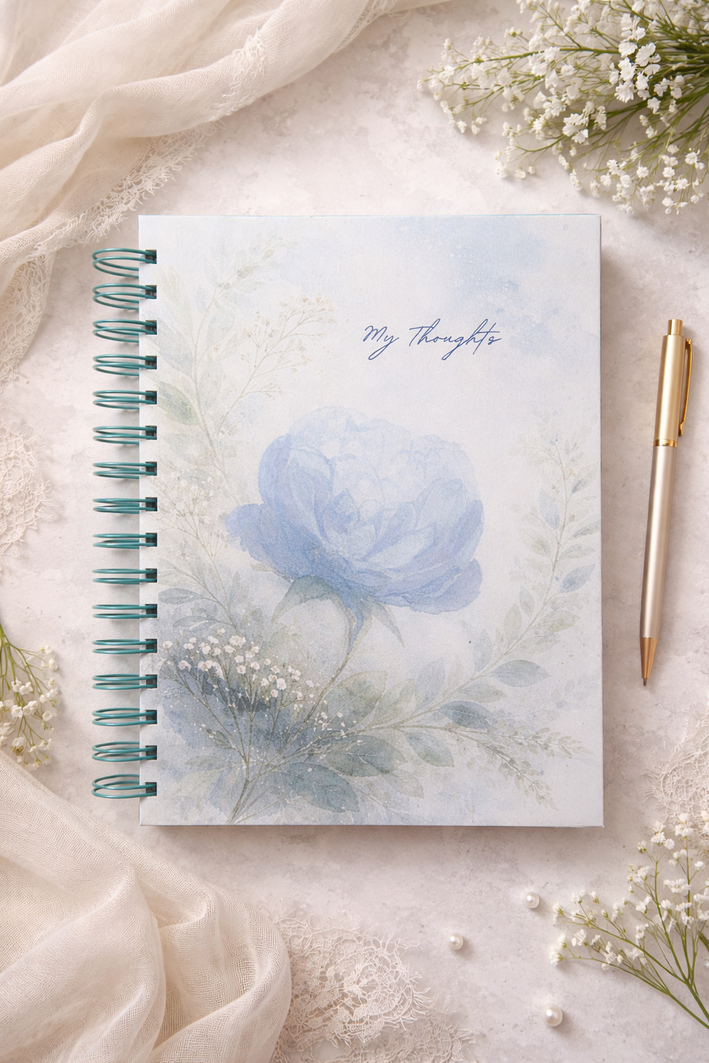 My Thoughts - Blue Floral Journal