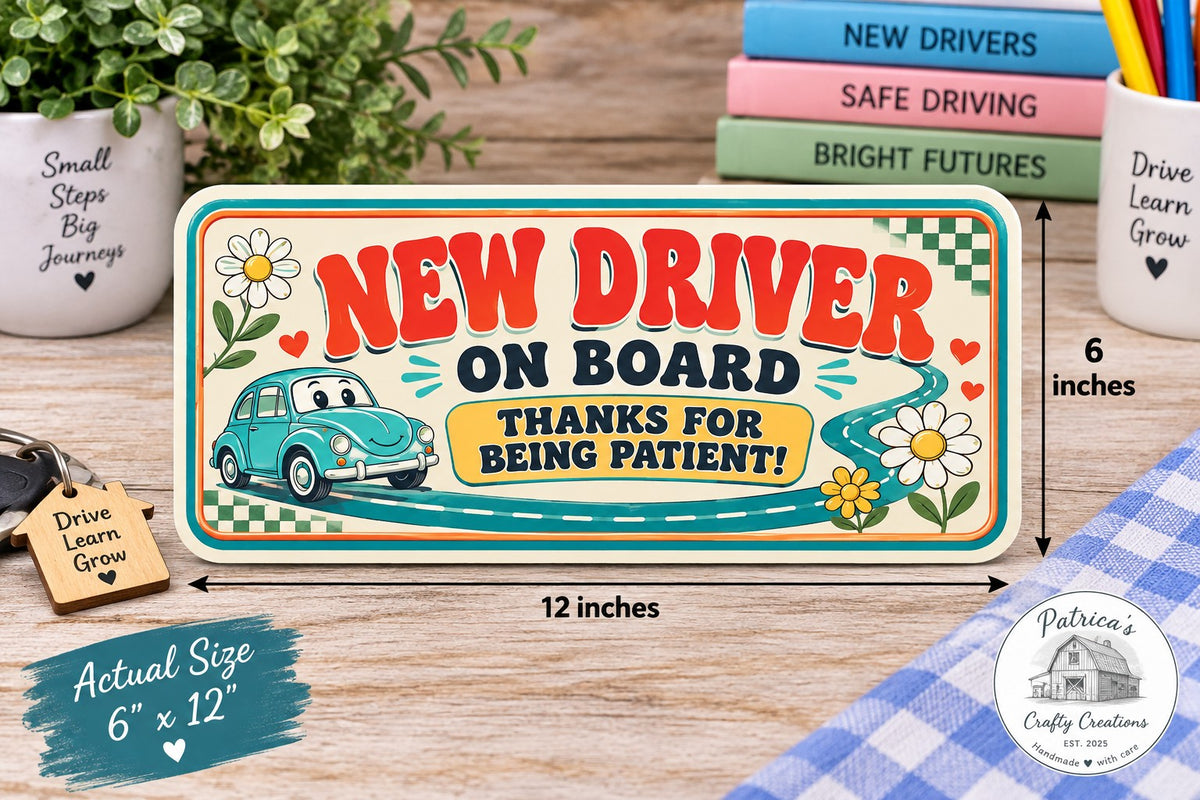 Retro New Driver on Board-Thanks for Being Patient Car Sticker
