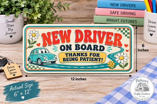 Retro New Driver on Board-Thanks for Being Patient Car Sticker
