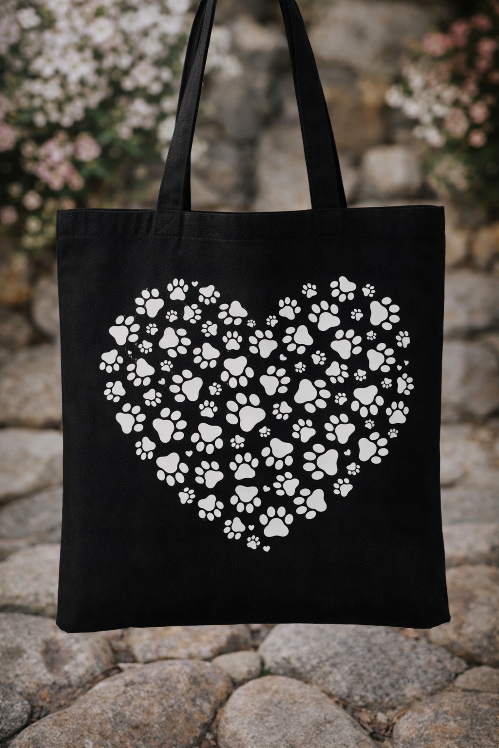 Paw Print Canvas Tote - White Ink
