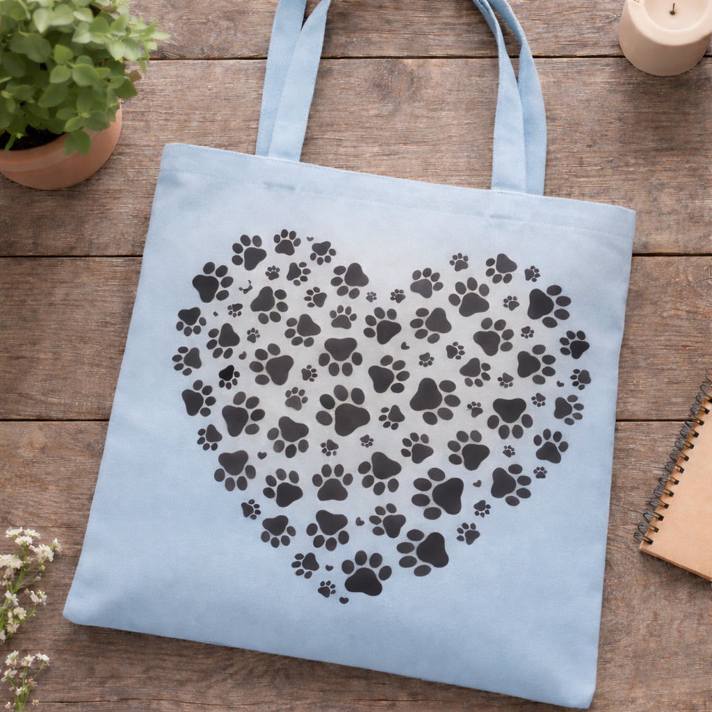 Paw Print Canvas Tote - Black Ink