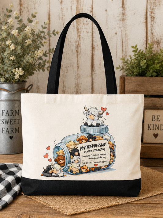 Anti-Depressant Cow Tote bag