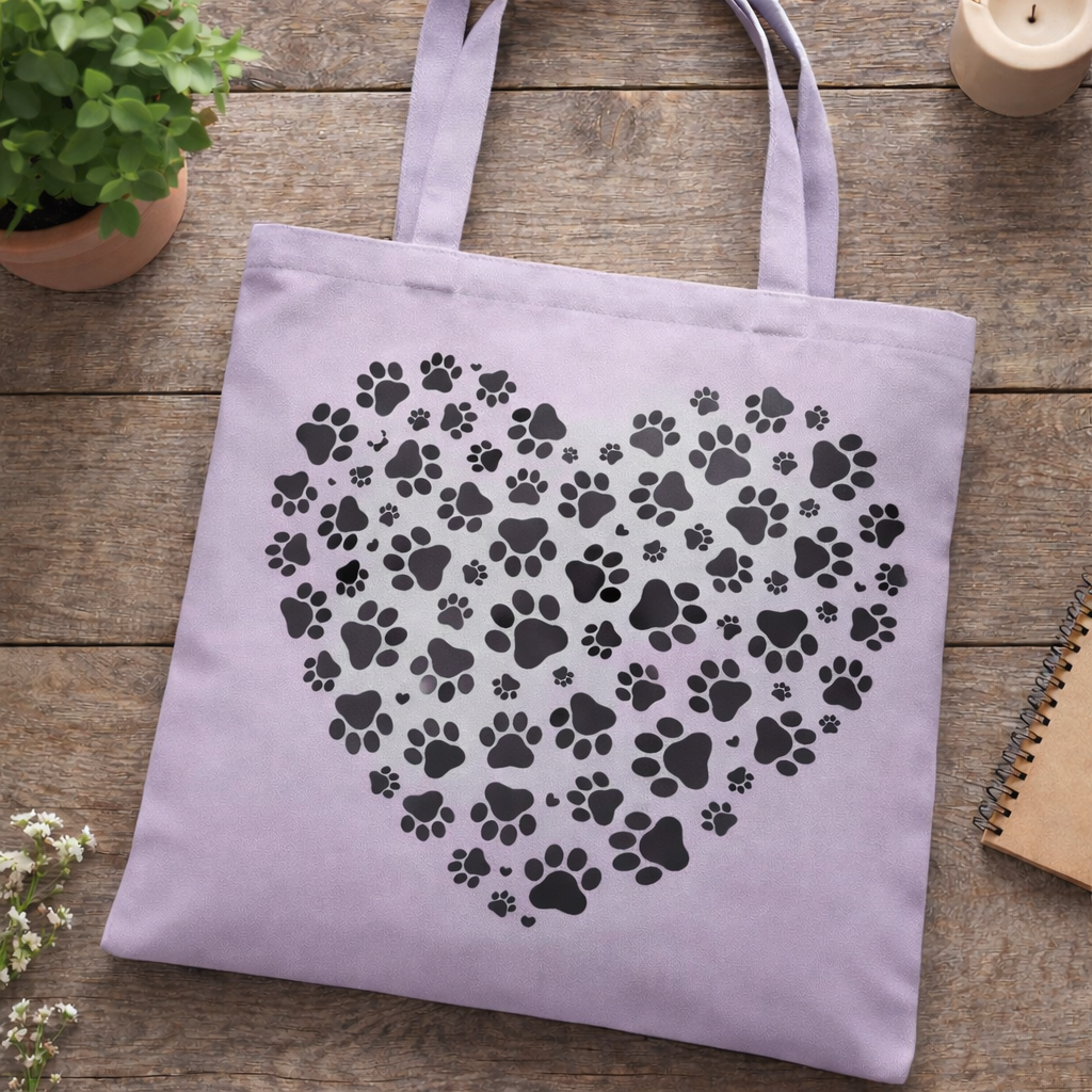 Paw Print Canvas Tote - Black Ink