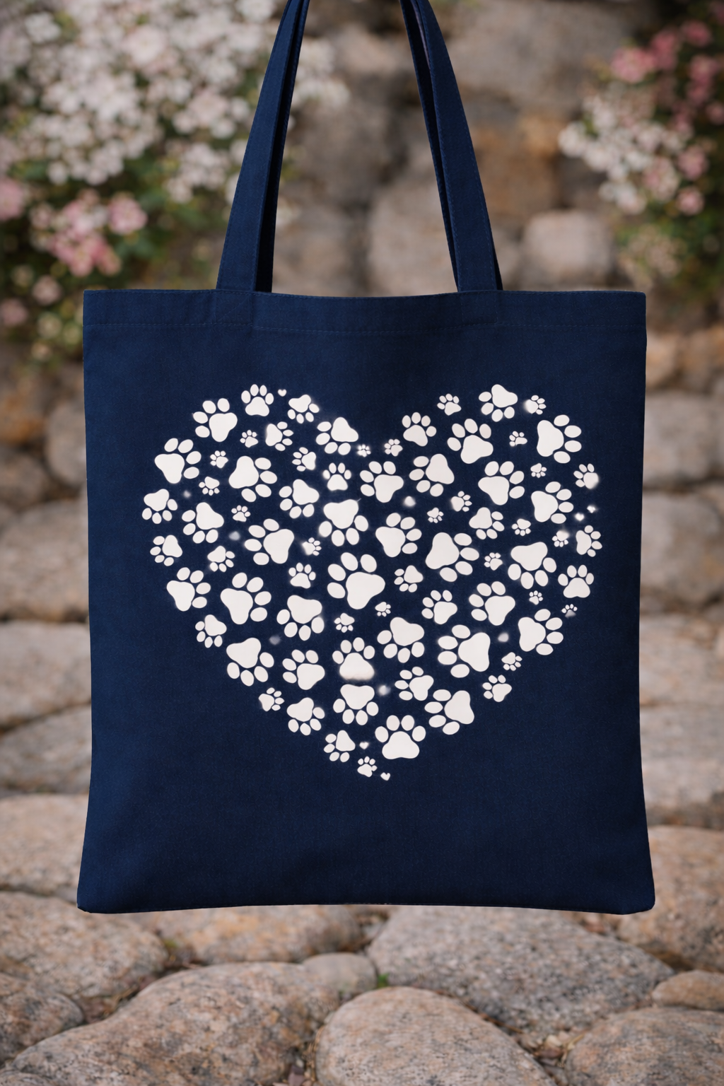 Paw Print Canvas Tote - White Ink