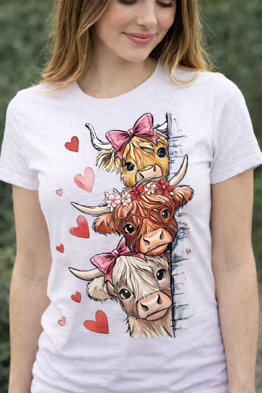 Heart Cow Trio - T Shirt