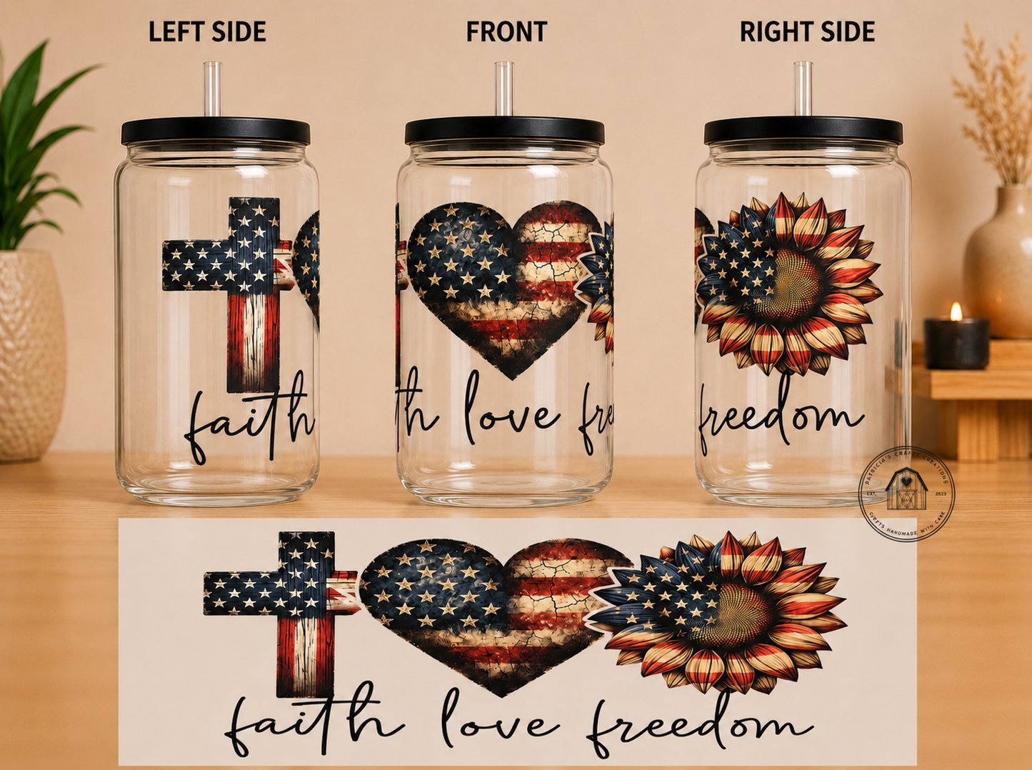 Faith Love Freedom 16 oz Tumbler