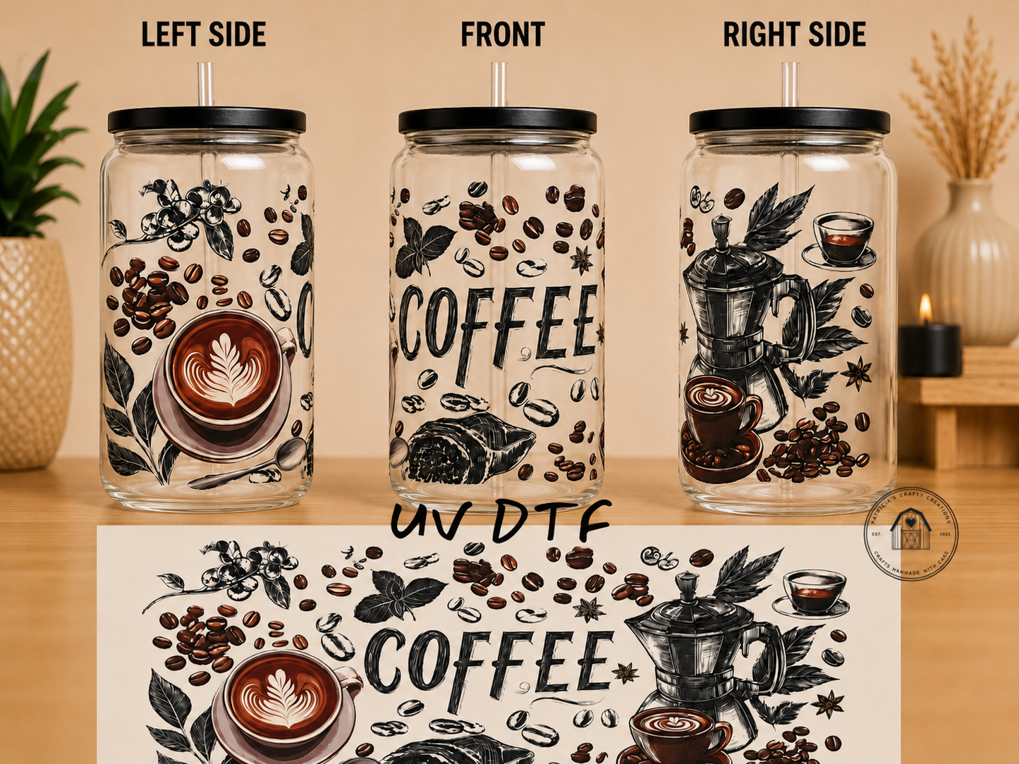Coffee 16 oz Glass Tumbler