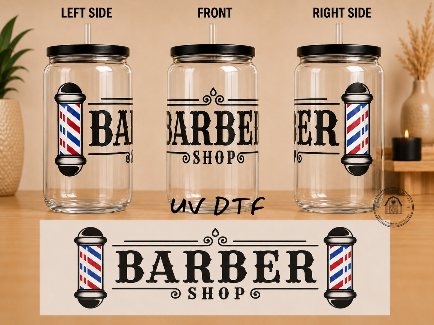 Barber Shop 16 oz Glass Tumbler