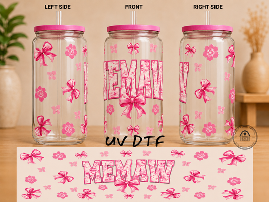 Memaw 16 oz Glass Tumbler