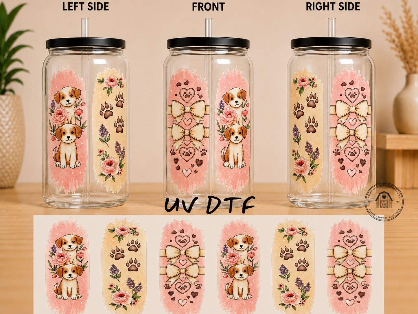 Puppy Love 16 oz Glass Tumbler