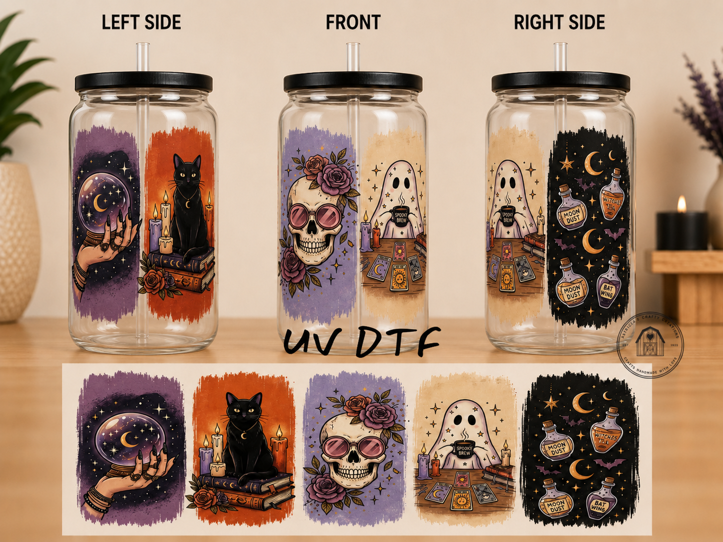 Cat and Ghost 16 oz Glass Tumbler