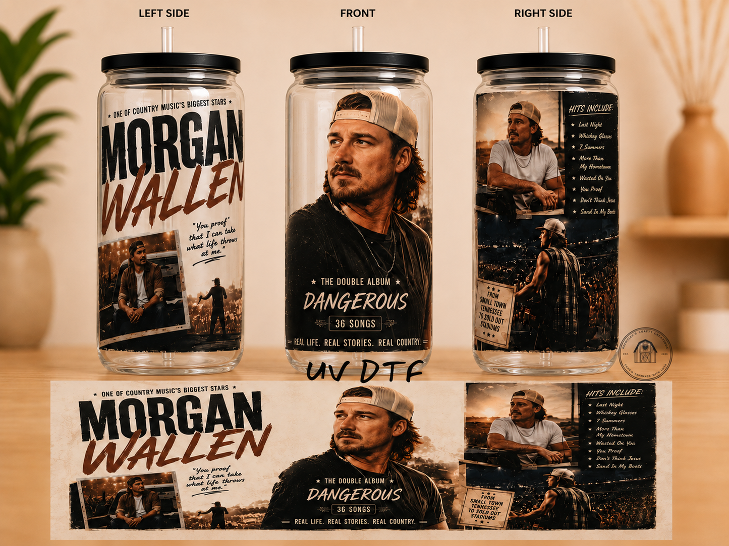 Morgan Wallen 16 oz Glass Tumbler