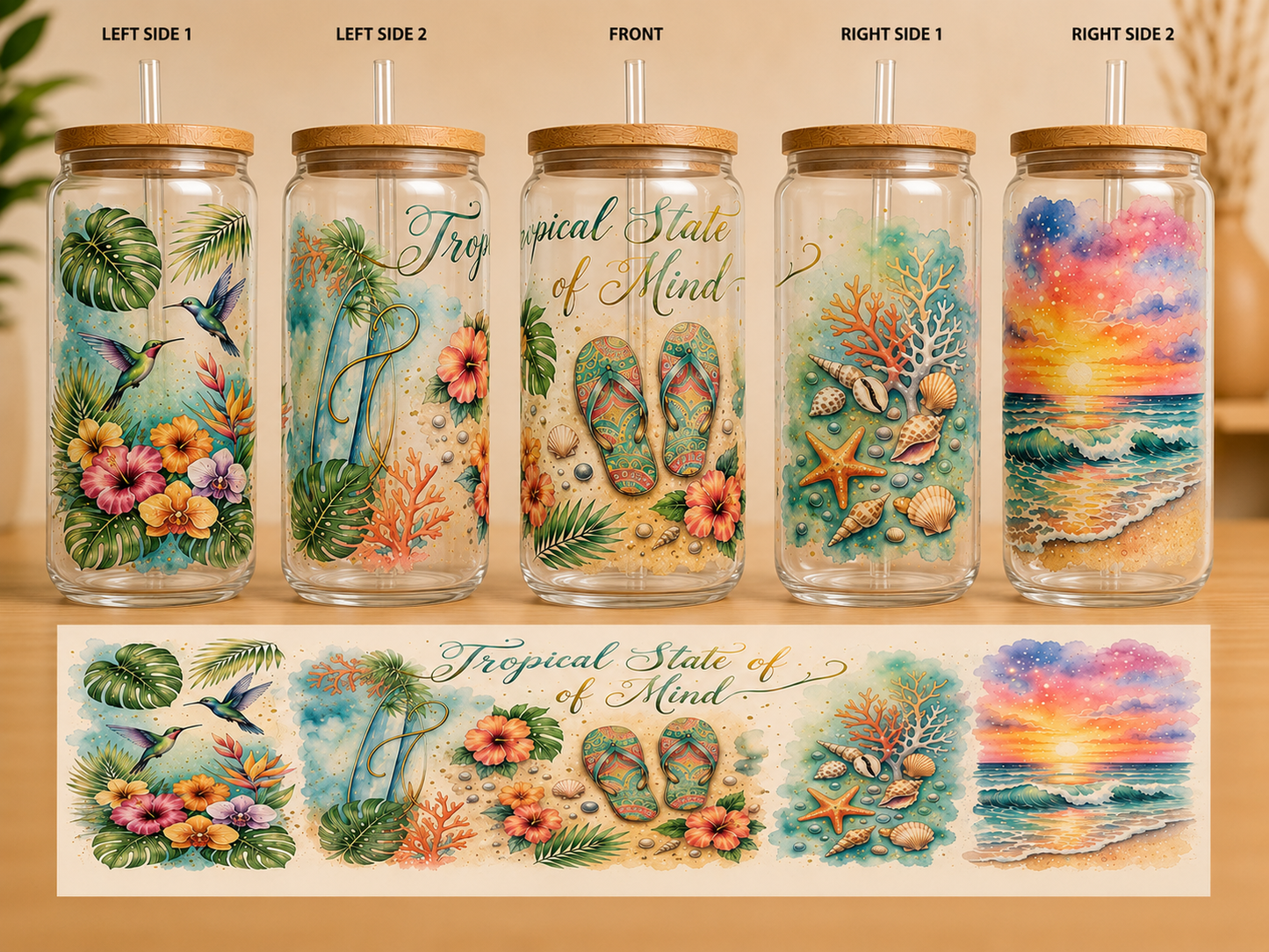 Tropical State of Mind 16 oz Glass Tumbler