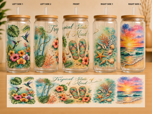 Tropical State of Mind 16 oz Glass Tumbler