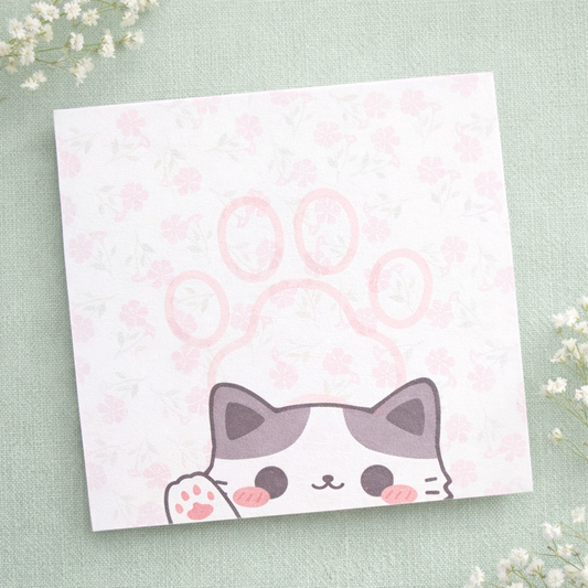 Kawaii Cat & Paw Print Post-it Notes