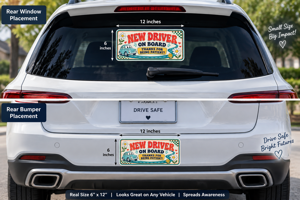 Retro New Driver on Board-Thanks for Being Patient Car Sticker