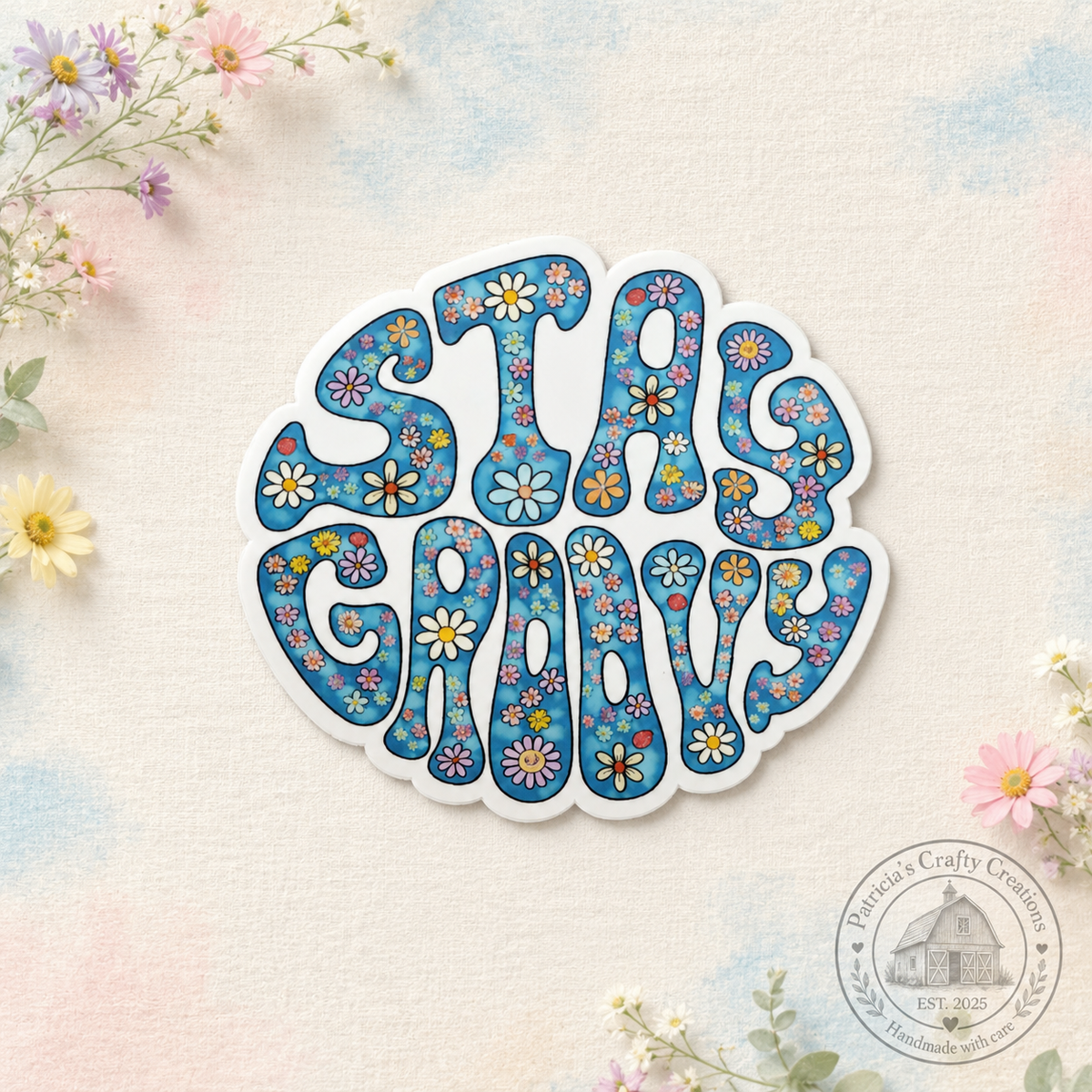 Retro Stay Groovy 3-inch Die-cut Sticker