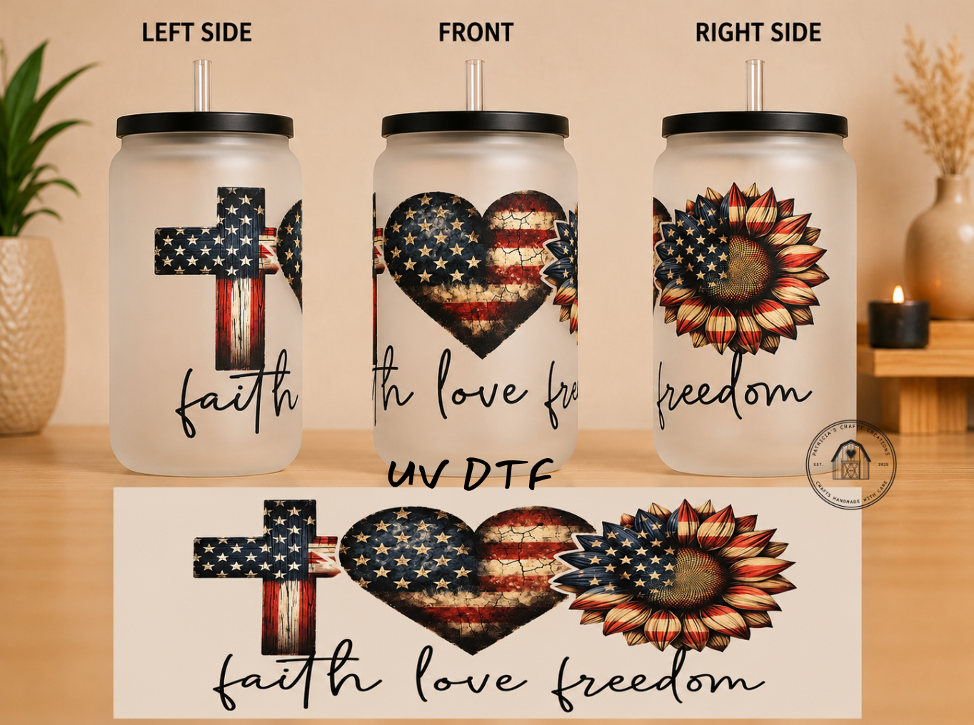Faith Love Freedom 16 oz Tumbler