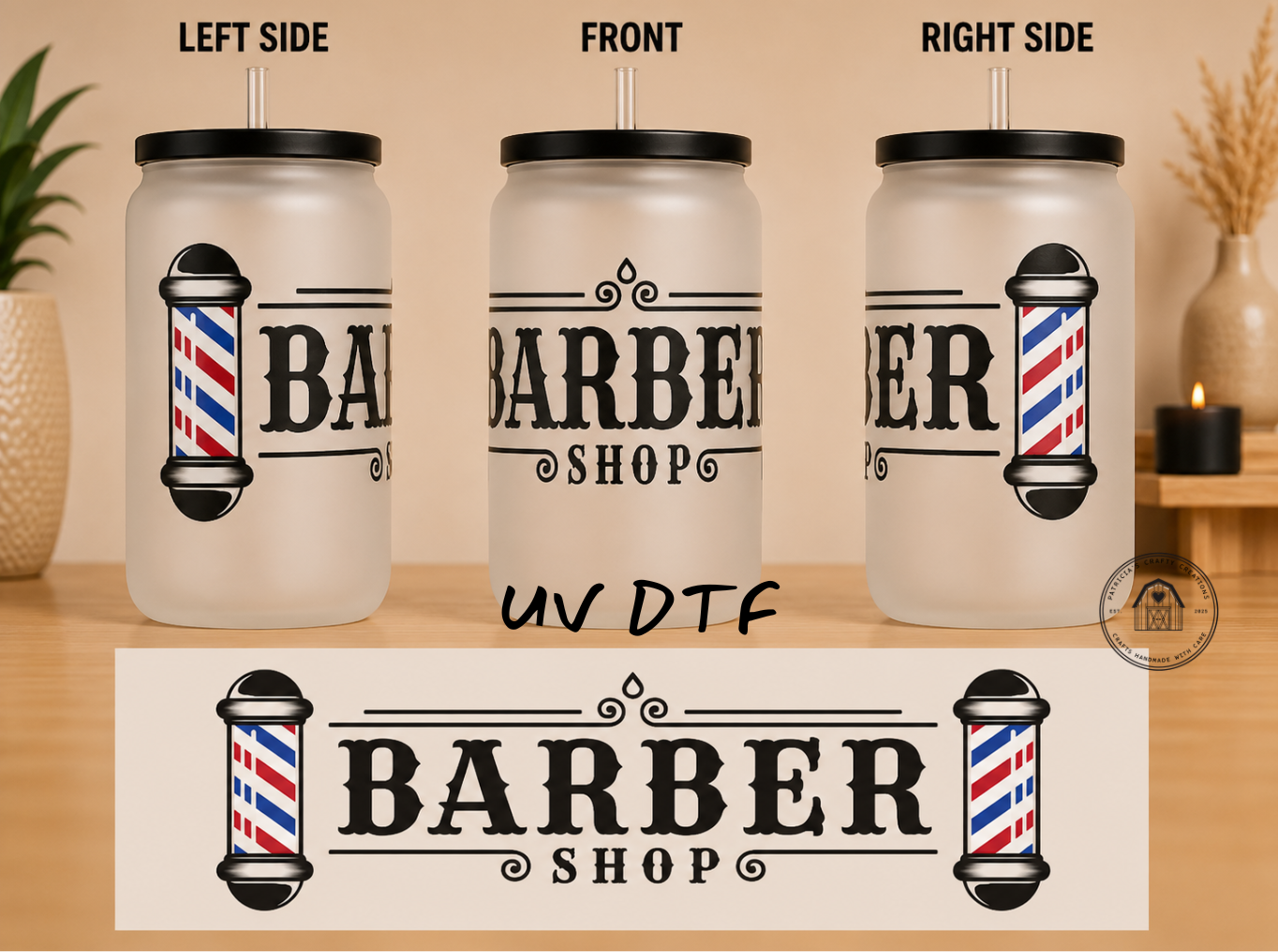 Barber Shop 16 oz Glass Tumbler