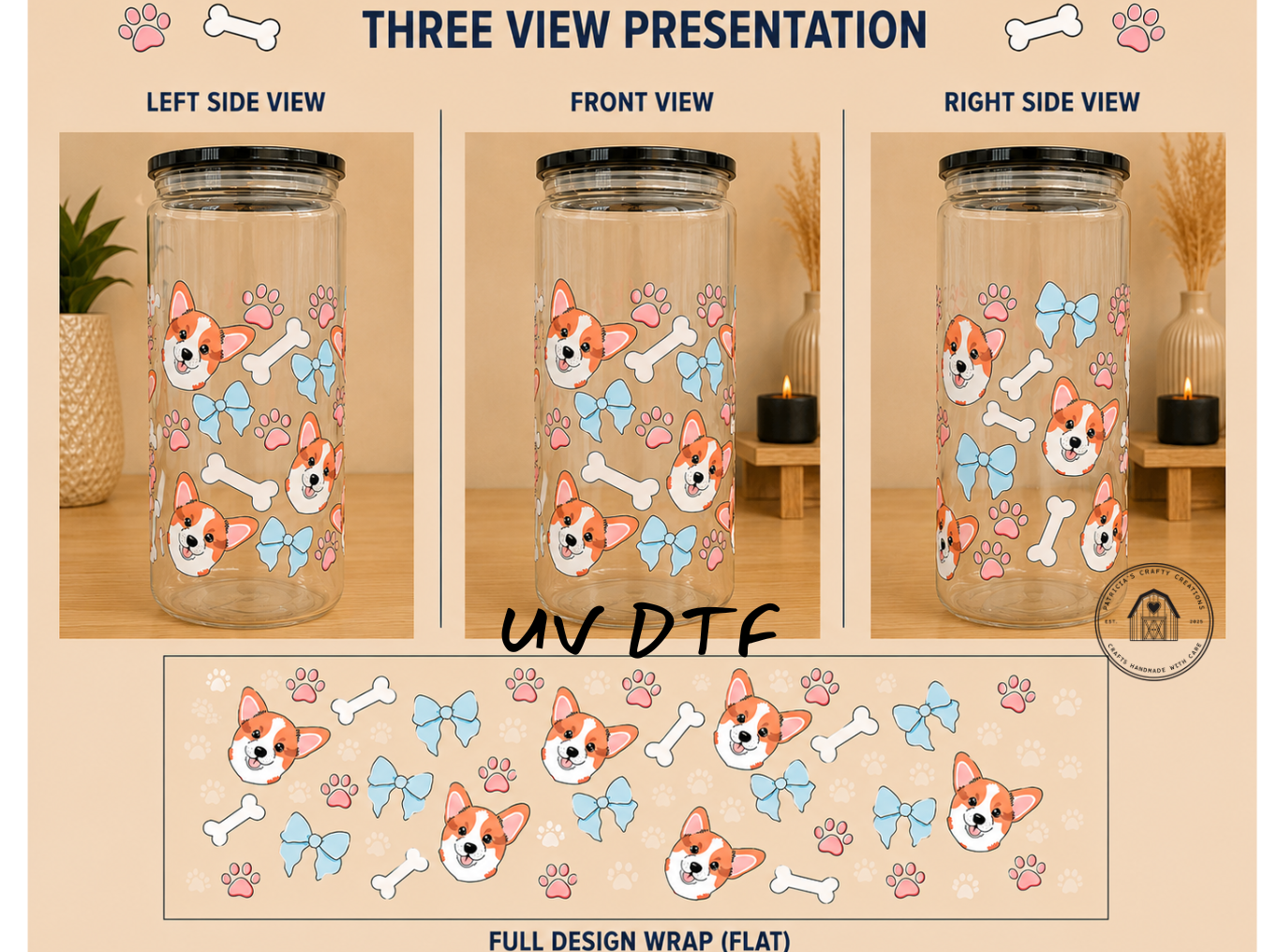 Corgi 16 oz Glass Tumbler