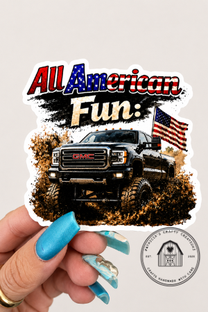 GMC Truck-all American Fun Sticker-Vinyl Sticker