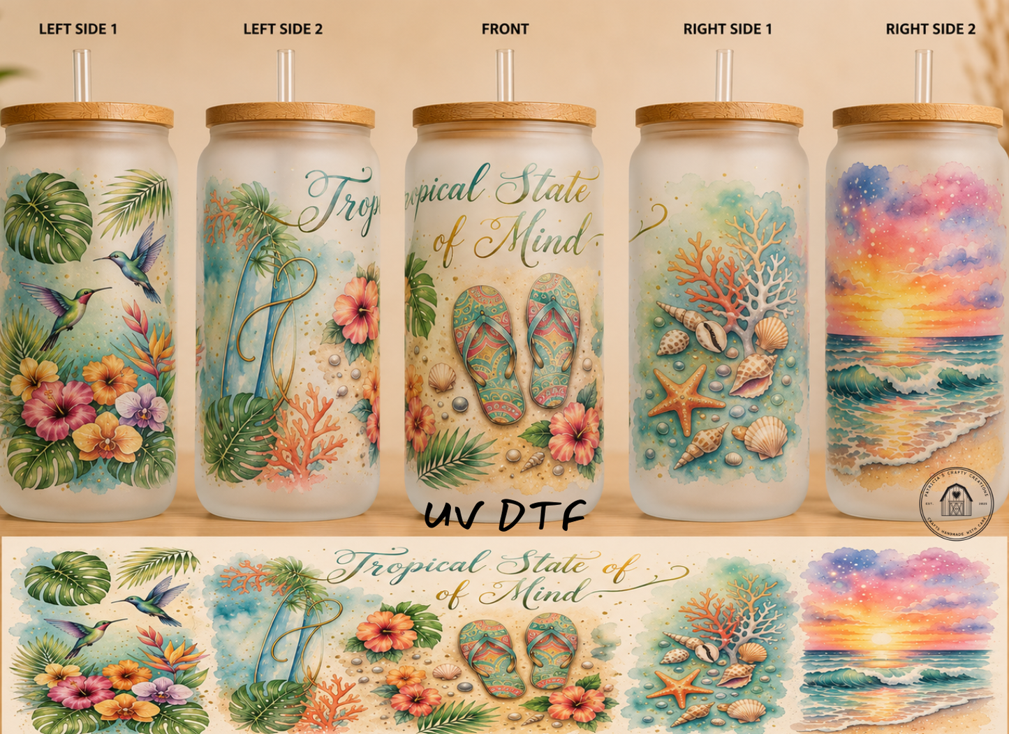 Tropical State of Mind 16 oz Glass Tumbler