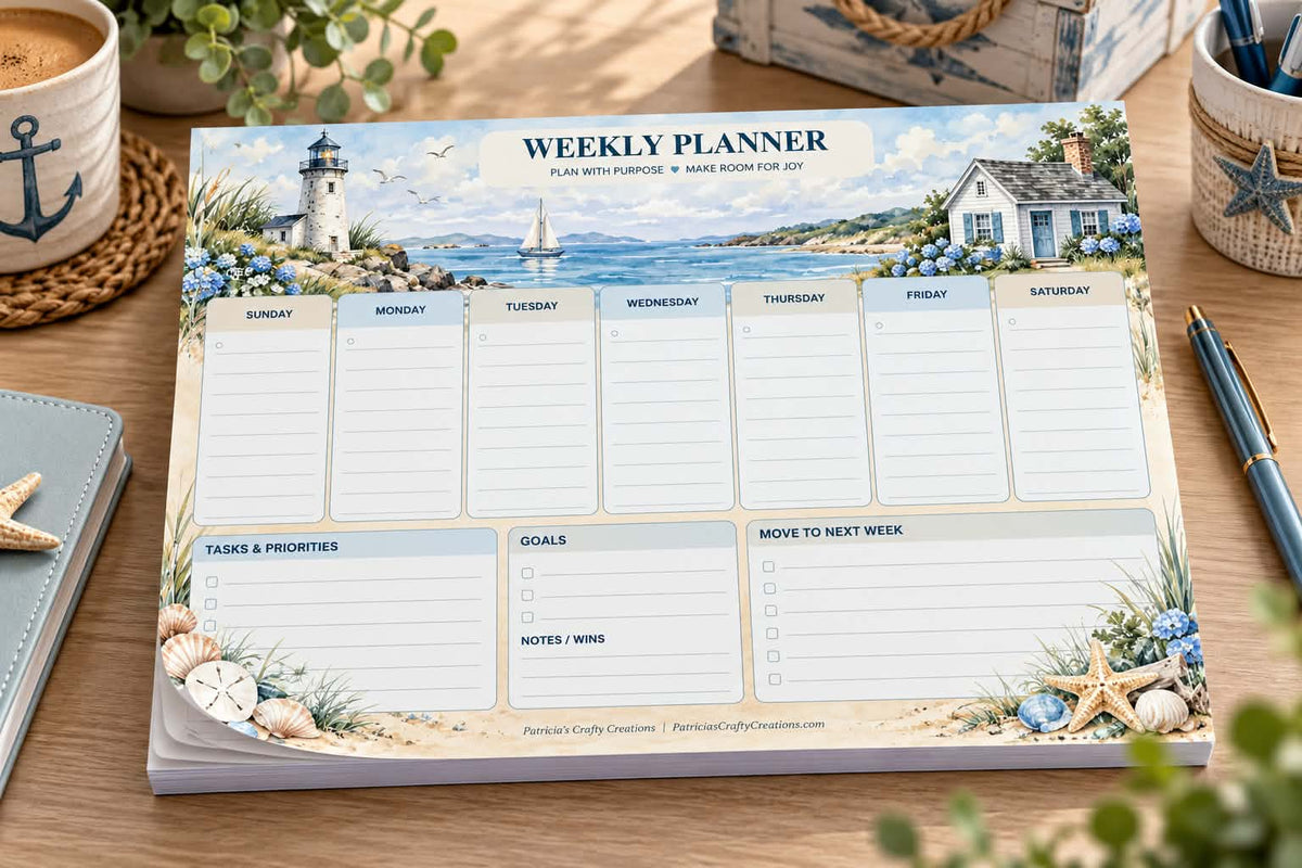 Coastal Weekly Desktop Planner 8.5x11 Inches