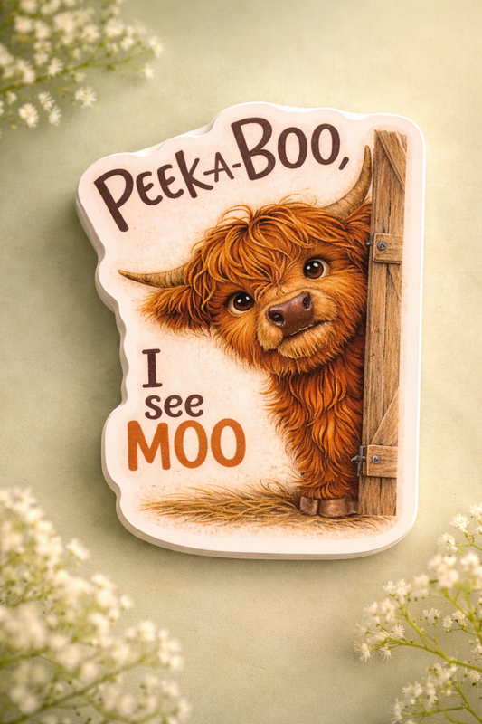 Peek a Boo, Highland - Sticker