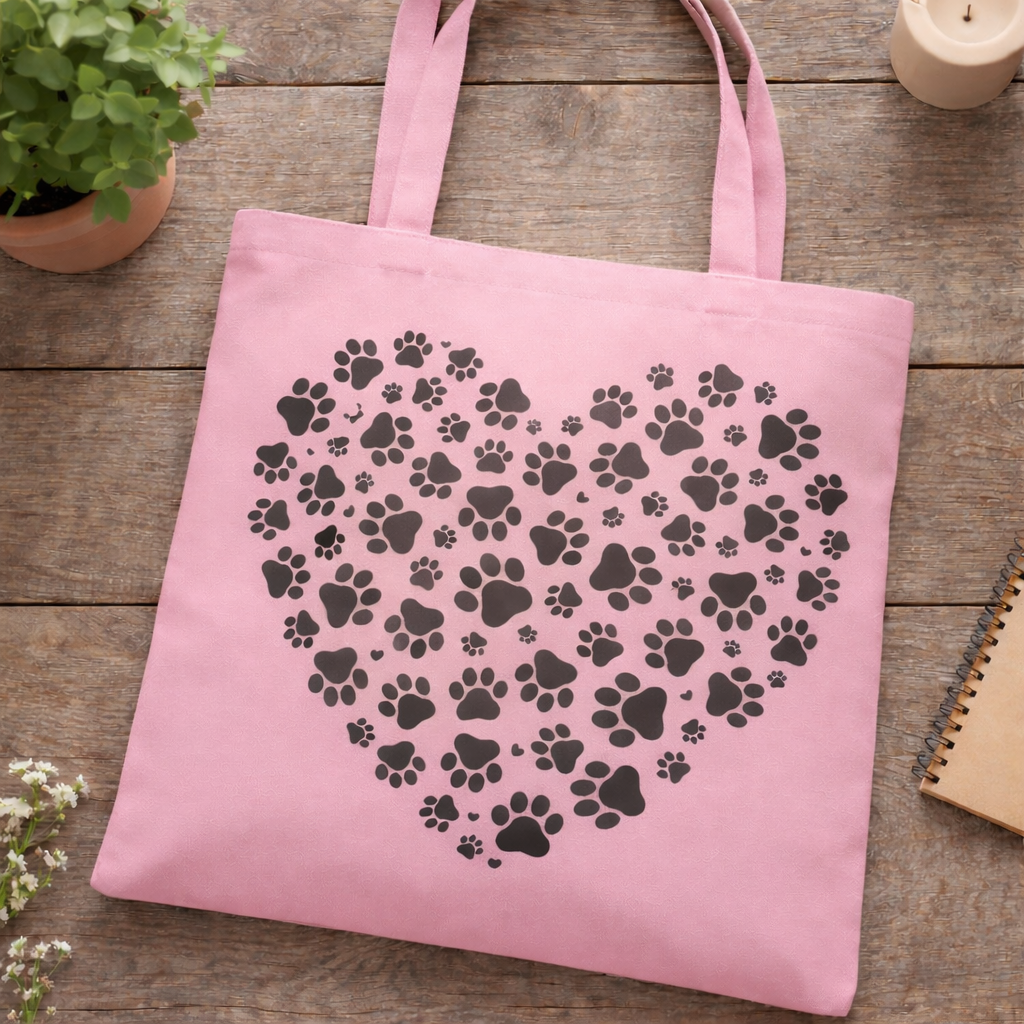 Paw Print Canvas Tote - Black Ink