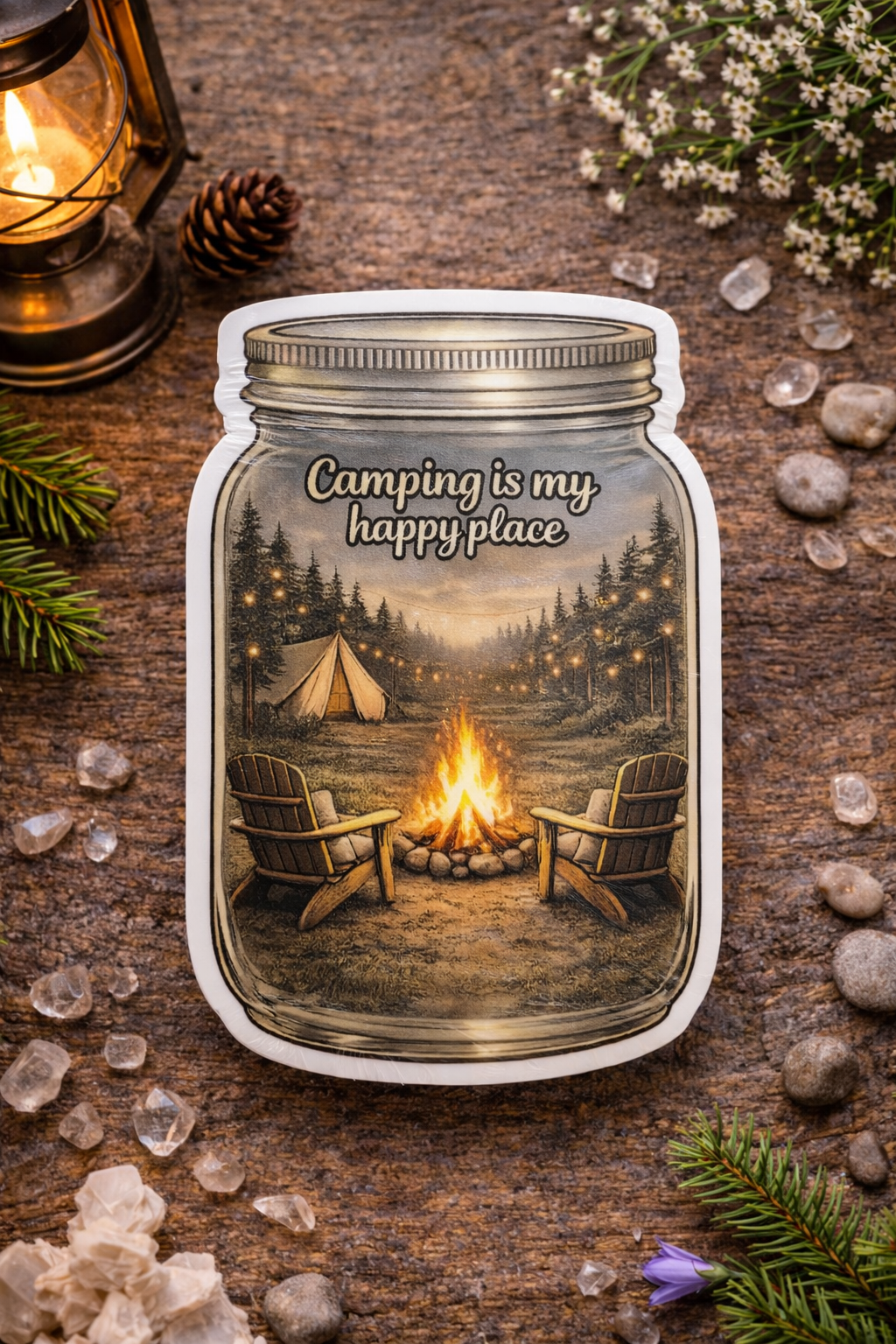 Camping Is My Happy Place - Sticker
