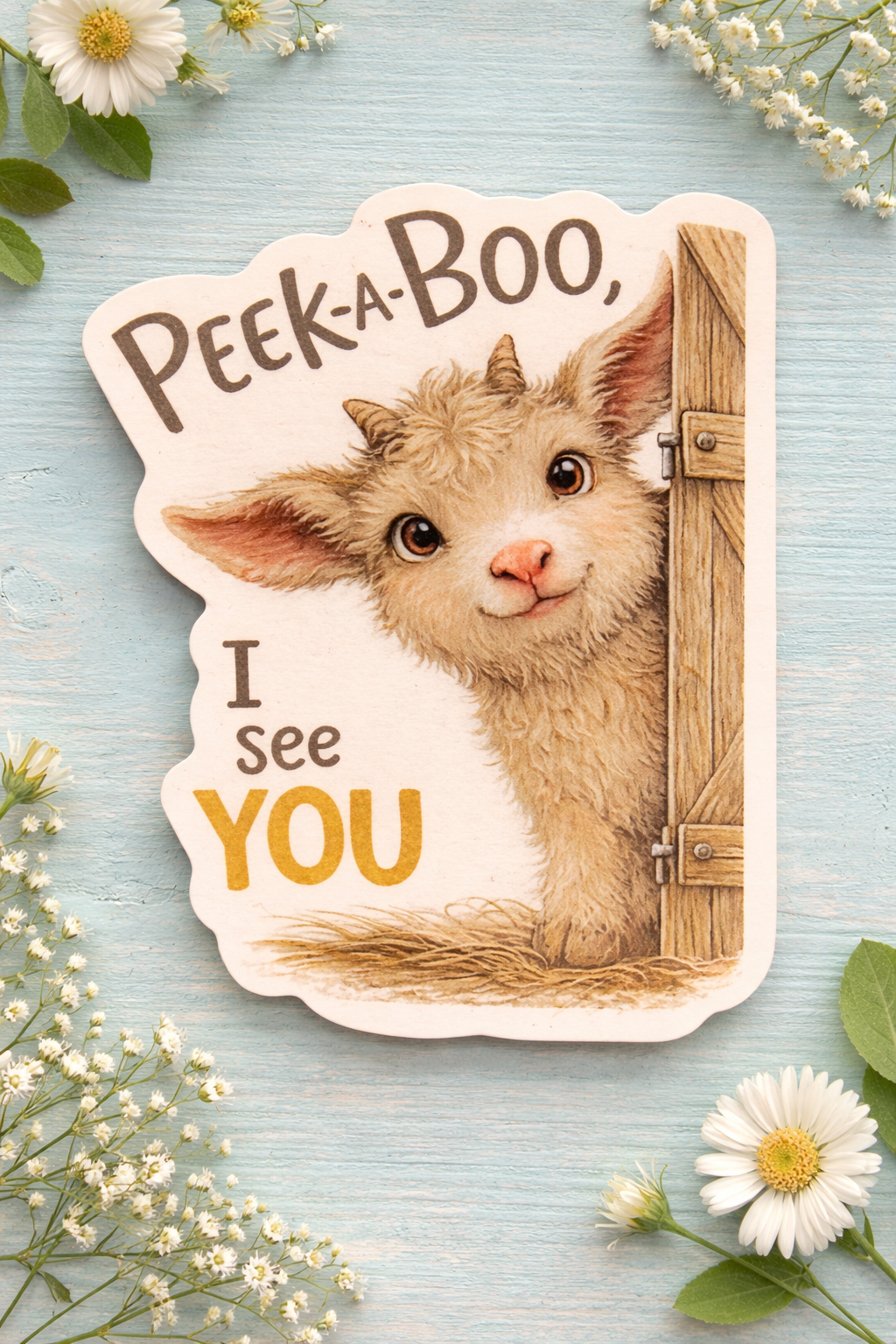 Peek A Boo, Lamb - Sticker