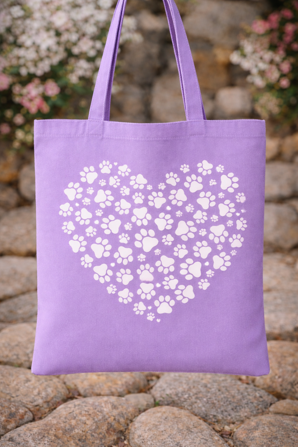 Paw Print Canvas Tote - White Ink