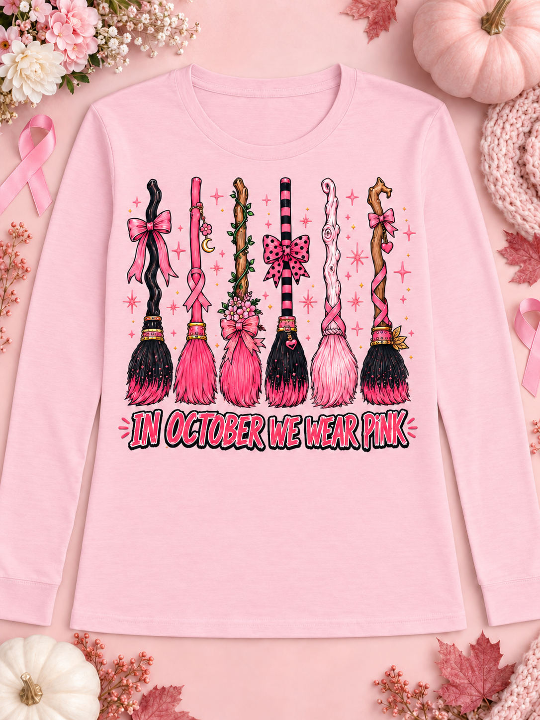 Broom October We Wear Pink Long Sleeve T-shirt