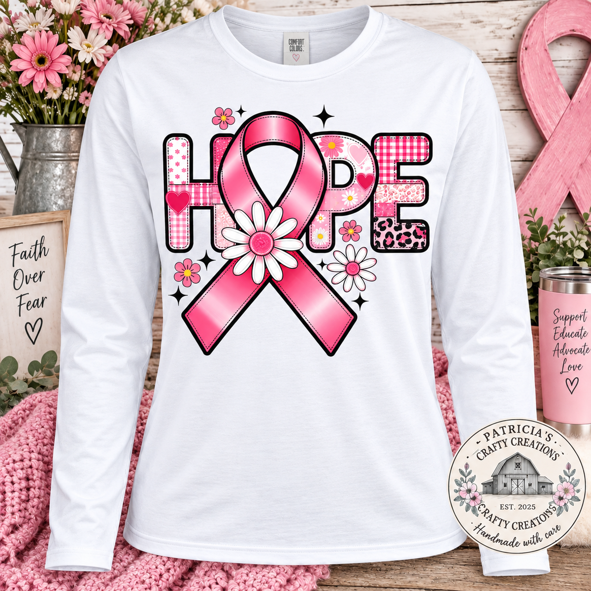 Hope with Ribbon Long Sleeve T-shirt