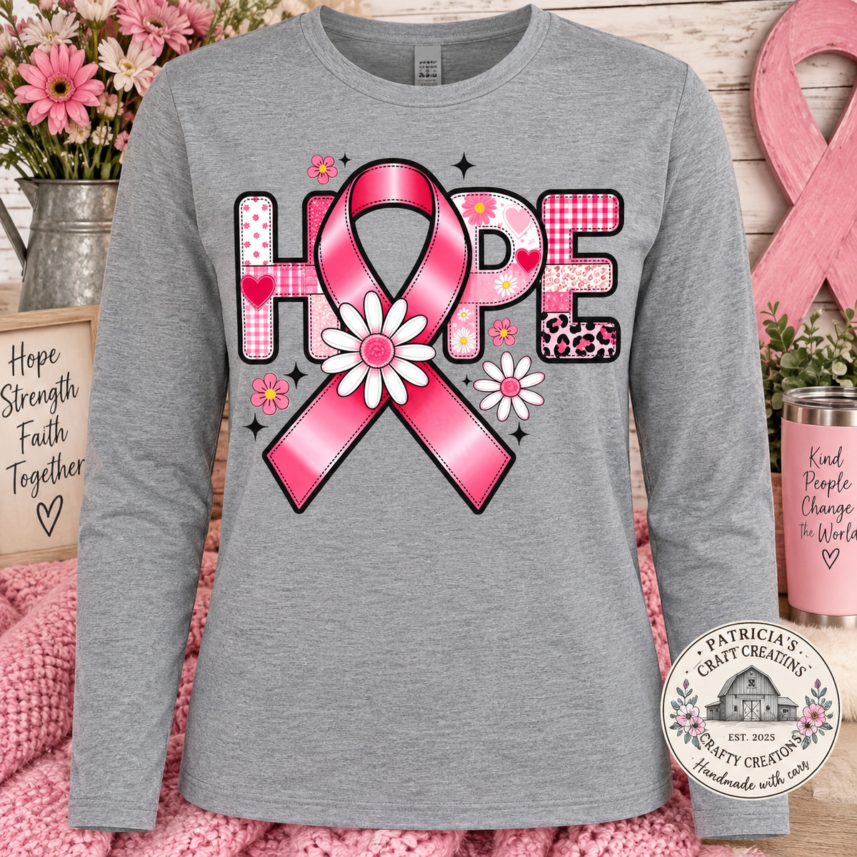 Hope with Ribbon Long Sleeve T-shirt