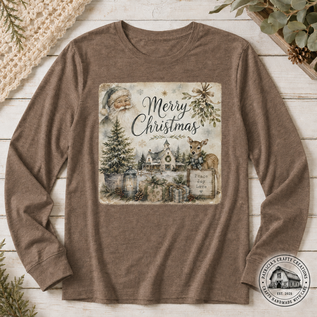 Peace Joy Love Vintage Christmas Long Sleeve T-shirt