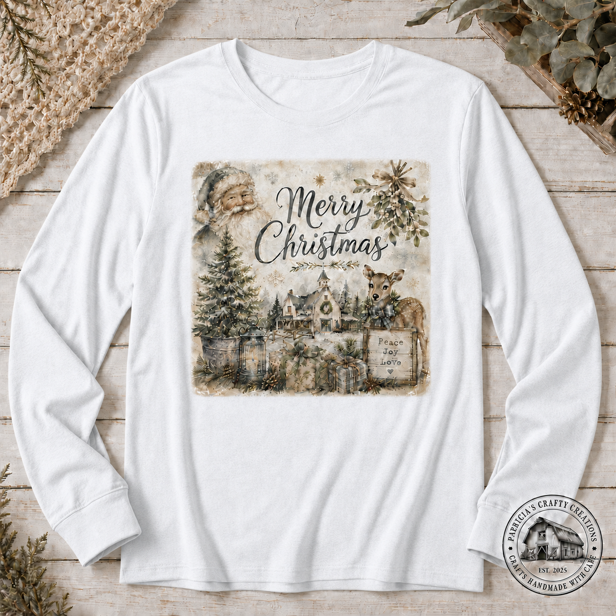 Peace Joy Love Vintage Christmas Long Sleeve T-shirt